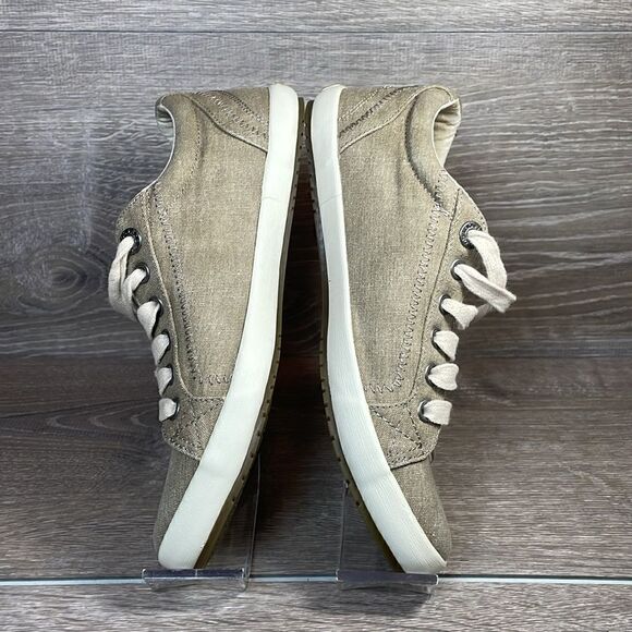 Taos Star Green Sage Distressed Khaki Canvas Women’s Sz 6/EU 37 Low Lace Up Shoe - Picture 9 of 11